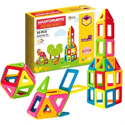 Imagen de Magformers My First 30 Piece Magnetic Construction Set In Bright Solid Colours. Helps with Maths Learning and Makes Fun 3D Models, Multicolor