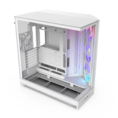 Imagen de NZXT H9 Flow RGB (2025) Caja de PC ATX Torre Media Gran Flujo Aire Doble Cámara Incluye 1 x Unidad Ventilador 420mm y 120mm Blanco