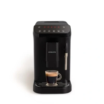 Imagen de CREATE / THERA MATIC TOUCH/Cafetera superautomática negra 20 bar, tanque de 1,5l, depósito para granos café 180g, brazo vaporizador, panel control táctil, función autolimpieza, 1350W