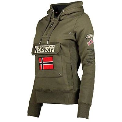 Imagen de Geographical Norway GYMCLASS Lady Sudadera Mujer Bolsillos Kangaroo Caliente Suéter Abrigos Manga Larga Hoodie Tops Casual Abrigo Estilo Caqui 2XL Talla 5