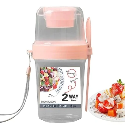 Imagen de Fulenyi Yogur Vaso para Llevar con Tapa, 100 Cereales sin BPA, Llevar, Desayuno, Recipiente Frutas, latas Cereales, Yogurt to go Taza Cuchara
