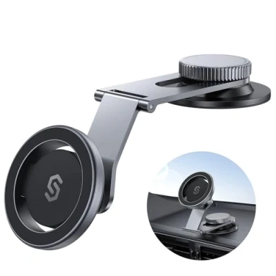 Imagen de SYNCWIRE MagSafe Soporte de Coche Universal para salpicadero, Pantalla Tesla, magnético teléfono, Brazo Plegable aleación Aluminio, súper Estable iPhone 15