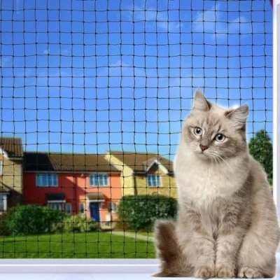 Imagen de Tatamiyya Red para Gatos balcón, Gatos, Alambre Reforzado, 4 x 3 m, terraza y Ventanas (Negro)