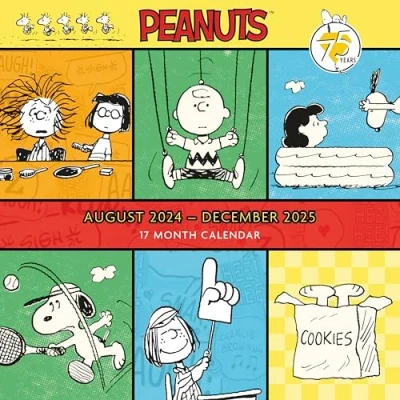 Imagen de Calendario de pared 2025 Peanuts 17 meses agosto 2024 a diciembre 2025, diseño vista mensual
