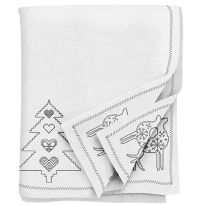 Imagen de Ragged Rose Mantel, Algodón, Navidad Bordada en Plata, 140 x 230 cms