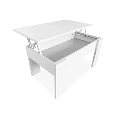 Imagen de Duérmete Online 0 Mesa de Centro Elevable, Mesita Salón o Comedor, Acabado en Color Gris Polar, Medidas: 90 cm (Ancho) x 50 (Fondo) 46 57 (Alto), Madera, 46/57
