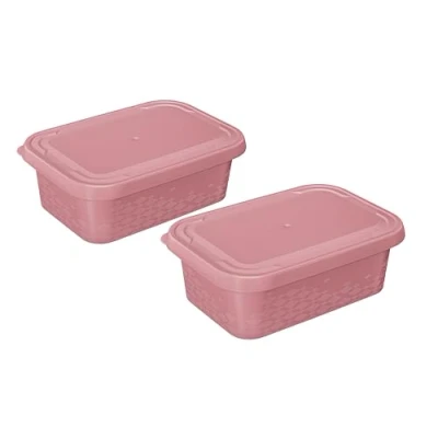 Imagen de BranQ Home essential Juego de recipientes herméticos ORI plástico sin BPA, color rosa, 2 unidades