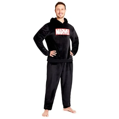 Imagen de Marvel Pijama Hombre Invierno Forro Polar(Negro, L)