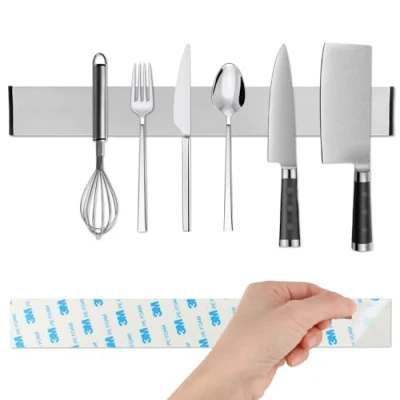 Imagen de VFANDV Barra Magnética para Cuchillos, Soporte Magnético Cuchillos con Autoadhesivo, Iman de Cocina Banda Adhesiva, Utensilios y Herramientas (40CM)
