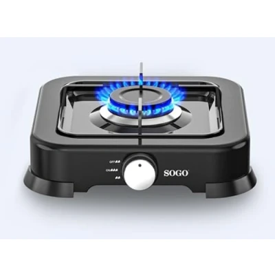Imagen de SOGO Cocina de Gas Portátil 1 Quemador para Exterior GLP y Propano Hornillo Camping con Control Preciso Llama Terraza Compacta, Robusta, Eficiente Duradera