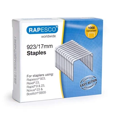 Imagen de Rapesco 1240 Grapas Galvanizadas 923/17 mm, Tipo 23, Caja de 1000