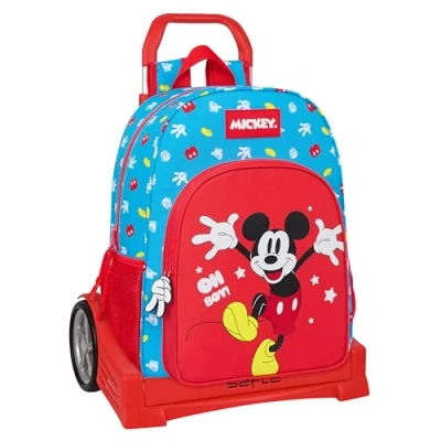 Imagen de Safta MICKEY MOUSE FANTASTIC Mochila Escolar 180, Espalda Ergonómica, con Carro Evolution, Ideal para Niños de Diferentes Edades, Versátil, Calidad y Resistencia, 33x14x42 cm, Color Azul/Rojo