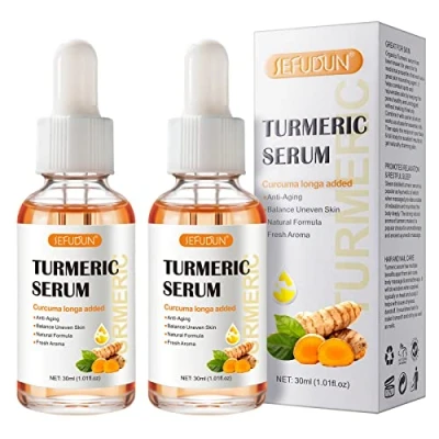 Imagen de suero de cúrcuma para eliminar manchas oscuras, 2PCS aceite corrector oscuras cara y cuerpo, abrillantador piel