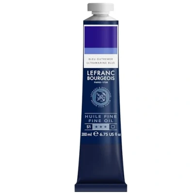 Imagen de Lefranc Bourgeois 301822 Pintura al óleo fina de calidad, resistente a la luz y consistencia uniforme, tubo 200 ml, ideal para lienzos tableros pintura, Azul ultramarino