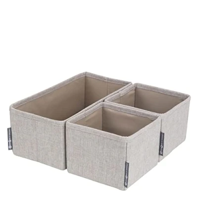 Imagen de Bigso Box of Sweden Set 3 Storage Boxes Drawer Organiser with Two Small and One Large Ideal for Clothes to Insert in Dresser Grey