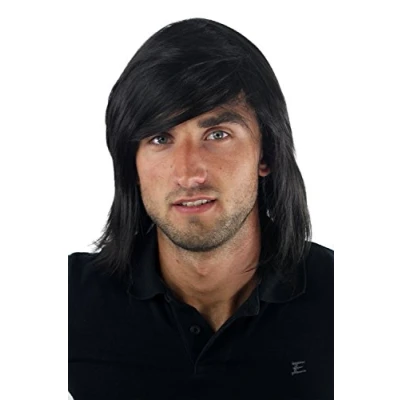 Imagen de Peluca masculina, largo, juvenil, informal, moderno, negro, cardado GFW892 2 bisoñé