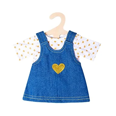 Imagen de Heless Heart 2052 Conjunto de Ropa para muñecas en diseño Doradas, 2 Piezas con Vestido y Camiseta Vaqueros, Talla 35 45 cm, Multicolor, Centimeters (2052)