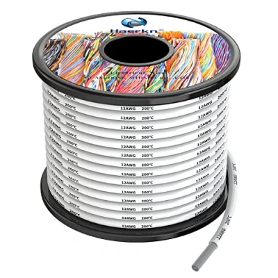 Imagen de 3.3mm² Cable Alambres eléctrico de silicona 12awg blanco 10 metros cobre estañado trenzado sin oxígeno Resistencia a altas temperaturas