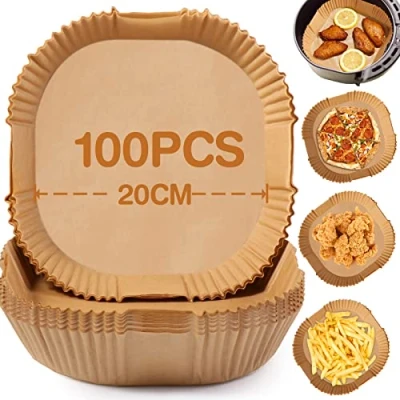 Imagen de Diboniur Papel Freidora Aire 20 cm Cuadrado, 100pz Pergamino Forro de Desechable, Horno Antiadherente para 5 8 L,Horno,Sartenes,Microondas, Compatible