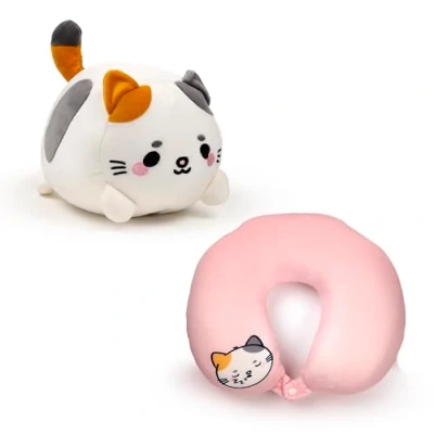 Imagen de Puckator Cojín de Viaje con Peluche 2 en 1 Lola la Gatta Swapseazzz, Color Blanco., Standard