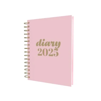 Imagen de Collins Scandi Agenda 2025, diario A5 día por página con citas, color rosa, (E PW51.50 25), planificador tapas duras alambre y papel reciclado