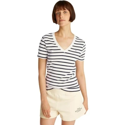 Imagen de Tommy Hilfiger NEW SLIM CODY Camiseta básica Breton dark night navy, Mujer, Talla: XXS, navy