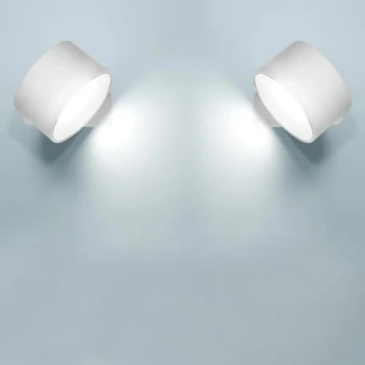 Imagen de Anmossi Lámpara de Pared LED,2 Piezas,Aplique Interior con Batería Carga USB,3 Colores y 3 Niveles Brillo Focos,360 Giratorio Control Táctil Lámparas Inalámbricas (Blanco)