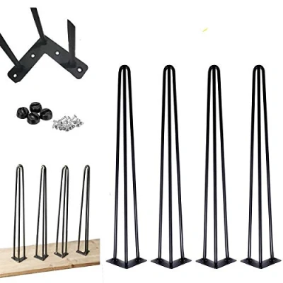 Imagen de 4 Patas De Mesa Horquilla 71 Cm, Metal Para Muebles Modernos Mediados Siglo, Color Negro, 28 Pulgadas