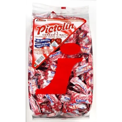 Imagen de Pictolín cereza y nata sin azúcar Caramelos azúcares de con sabor a edulcorantes Bolsa 1kg