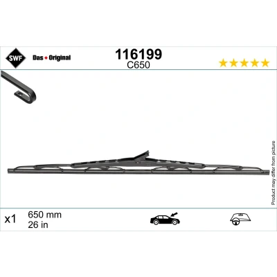 Imagen de Limpiaparabrisas Swf 116199 650mm Escobillas con arco 26in KIA: Sportage IV, cee‘d II Hatchback, CARENS 4, PEUGEOT: 206 307 Hatchback
