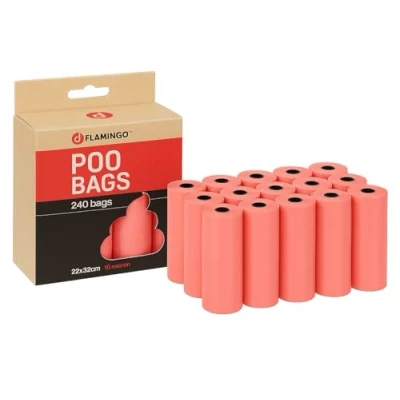 Imagen de Bolsas caca perro 240 unidades biodegradables gruesas y confiables azul pastel Flamingo