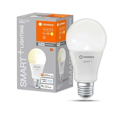Imagen de LEDVANCE SMART+ LED Lámpara WIFI, mate, 14W, 1521lm, forma de lámparaclásica, casquillo E27, luz blanca cálida a 2700K, regulable, control por app o voz, vida útil hasta 20.000HR, Paquete 4