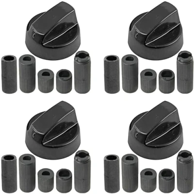 Imagen de Spares2go Perillas de interruptor control universal negro para todas las marcas horno, placa cocción y cocina (paquete 4)