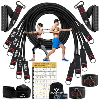 Imagen de Cintas Elasticas Musculacion, 5 Resistance Bands, Gomas Musculacion con Manijas Grandea, Tobillo, Póster de Entrenamiento, Bands