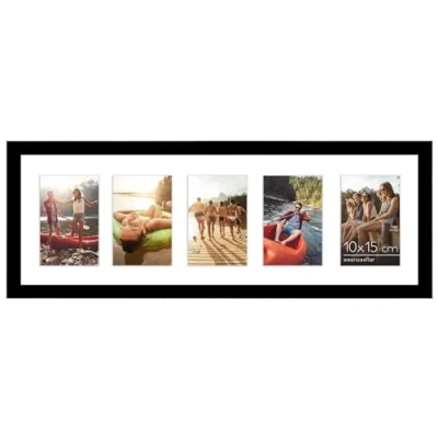 Imagen de Americanflat Collage de Marcos para Fotos 20x61 cm Cinco 10x15 MDF Color Negro con Vidrio Resistente, inlcuye Accesorias Colgada en la Pared, Hogar, Oficina, Galería
