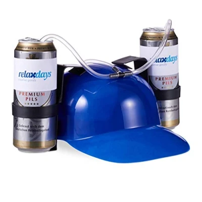 Imagen de Relaxdays Gorra Cerveza para Dos Latas, color azul, 13 x 32 28 cm (10022789_45) , color/modelo surtido