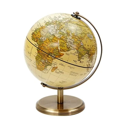 Imagen de Exerz 14cm Globo Antiguo Mapa en Español Decoración de Escritorio Educativa/Geográfica Terráqueo con una Base Metal Moderno Color Diámetro: