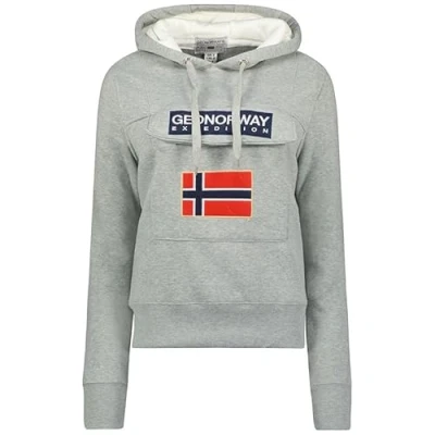 Imagen de Geographical Norway Gadrien Lady Sudadera Mujer con Capucha Y Bolsillos Sudaderas Manga Larga Chaqueta Caliente Cremallera Jersey Mujeres Primavera Verano Otoño Invierno (Gris Claro XL)