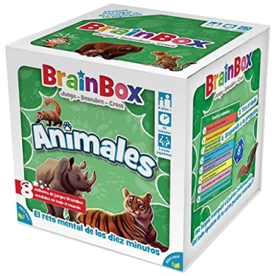 Imagen de Beezerwizzer Studio BrainBox Animales Juego de Cartas Memoria y Observación para Familias Niños Educativo A Partir 8 Años 1 Jugador 10 Minutos por Partida Español