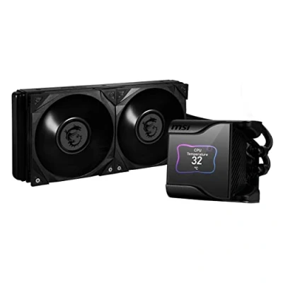 Imagen de MSI MEG CORELIQUID S280 Refrigeración Líquida AIO CPU Pantalla IPS 2,4&quot;, Bomba Asetek 7ma Gen, Fan VRM, 2 Fans Silent Gale P14, Tubos Anti Evaporación, Center Personalizable Admite AMD e Intel