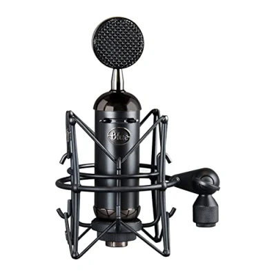 Imagen de Blue Micrófonos Blackout Spark SL de condensador XLR con soporte amortiguador, patrón polar cardioide para grabación, radiodifusión, podcasting, streaming gaming en Twitch, vídeos YouTube, Negro