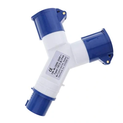 Imagen de POFET 16A Enchufe Splitter de 2 vías 220V 3 Pin Conector eléctrico a Prueba Agua