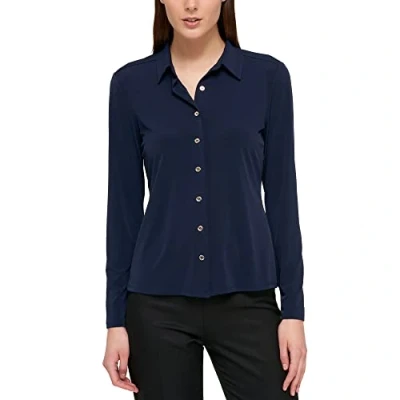 Imagen de Tommy Hilfiger Long Sleeve Knit Collared Button Front Top Blusas, Midnight, XL para Mujer