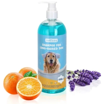Imagen de Nobleza Champú para Perros Pelo Largo con Camelia Hidratante,Champú De Agua Desenredante Fragancia Lavanda y Cítricos,Ideal Yorkshires, Afgano, Maltés（500ml