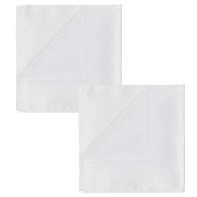 Imagen de SLEEKEE 2 pañuelos de bolsillo blancos, para hombre, imitación seda, bufandas en el pecho trajes formales adecuados bodas, bailes y