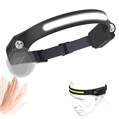 Imagen de Linterna Frontal Led Recargable USB Luz Cabeza con 5 Modos, 230Gran Angular Sensor de Movimiento Impermeable IPX4 para Correr, Camping, Excursión, Pesca