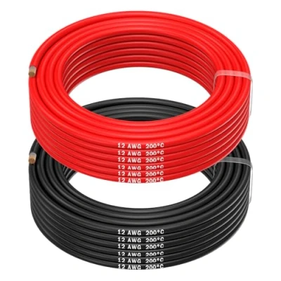Imagen de MMOBIEL 12 AWG Cable Eléctrico de Silicona Gauge (3,31mm²) Cobre Estañado 2 Cables Separados Rojo y Negro Cada Uno 10 m para Drones, Impresoras 3D, Baterías, Altavoz, Tiras Led