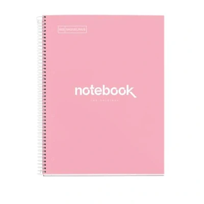 Imagen de Miquelrius Cuaderno A4 Notebook Emotions, 80 Hojas 90 g/m², Rayado Horizontal 7 mm, 1 Franja de Color, Espiral Microperforado, Rayado, Tapa Extra Rígida, 4 Taladros, Rosa
