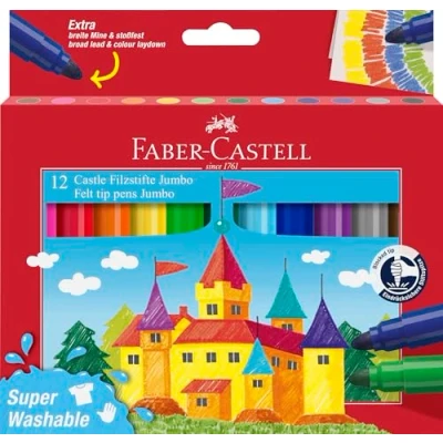 Imagen de Faber Castell 154311 Estuche de 12 Rotuladores Jumbo Multicolor Superlavables