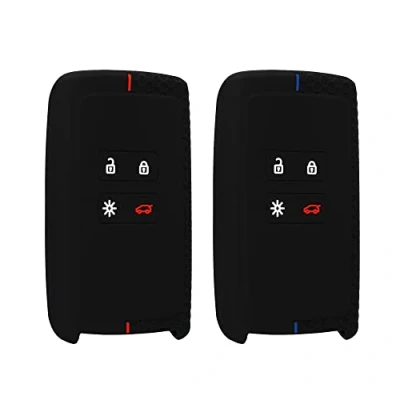 Imagen de kwmobile Carcasa Compatible con Renault Llave de Coche Smart Key 4 Botones (Solo Keyless Go) Funda Protectora Silicona 2X Case para Mando Auto en Negro/Rojo/Negro/Azul